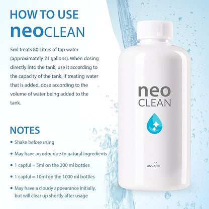 Neo Clean - Crystal Clear Water Treatment for Freshwater Aquariums - Removes Cloudiness Efficiently - Water Conditioner for Aquarium Tank - 300ml