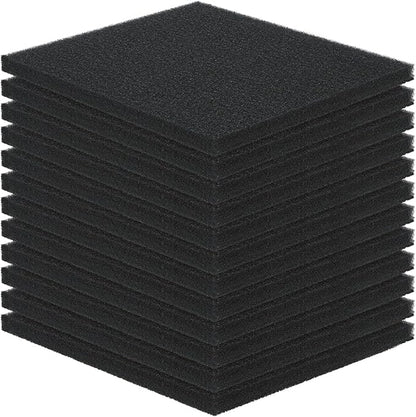 Pawfly Aquarium Bio Sponge Filter Media Pad, 6.3" x 5.5" x 0.78"Filter Foam Sponge Pads Cut-to-Size Foam for Fish Tank Filters Sumps Ponds Hydroponics, 12 Pack