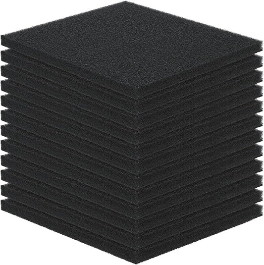Pawfly Aquarium Bio Sponge Filter Media Pad, 6.3" x 5.5" x 0.78"Filter Foam Sponge Pads Cut-to-Size Foam for Fish Tank Filters Sumps Ponds Hydroponics, 12 Pack