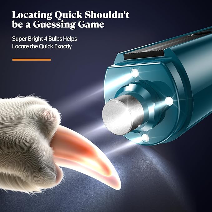 YABIFE 4-Lights Dog Nail Grinder, Easy Quick Locate Dog Nail Trimmers, for Puppy Paw Toenails or Pets from Small, Medium to Large, with Travel Lock, Whisper Quiet, Heavy Duty 3 Speeds