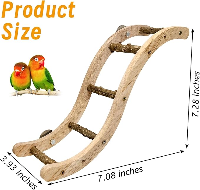 Hamiledyi Nature Wooden Bird Ladder Pet Parrots Climb Bridge Exercise Stands for Parakeet Climbing Chewing Bridge Bird Cage Accessories for Cockatiel Parakeet Lovebirds Budgie