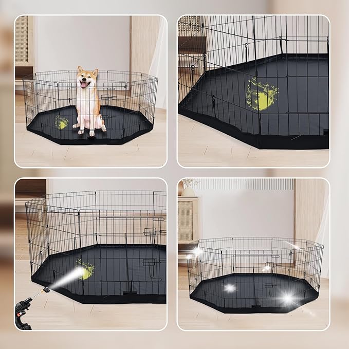 Dog Playpen Bottom Pad/Top Cover,[Playpen Not Included !!!] Octagon Playpen Kennel Cover,Playpen Cover for Pets,Leak-Proof and Easy to Clean.Suitable for Metal 8 Plate Fence 24 inch Pet Pen Cover.
