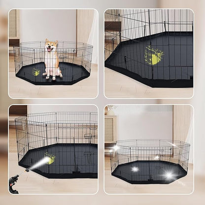 Dog Playpen Bottom Pad/Top Cover,[Playpen Not Included !!!] Octagon Playpen Kennel Cover,Playpen Cover for Pets,Leak-Proof and Easy to Clean.Suitable for Metal 8 Plate Fence 24 inch Pet Pen Cover.