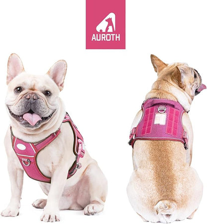 Auroth Tactical Dog Harness for Large Dogs No Pull Adjustable Pet Harness Reflective K9 Working Training Easy Control Pet Vest Military Service Dog Harnesses Rose Red S