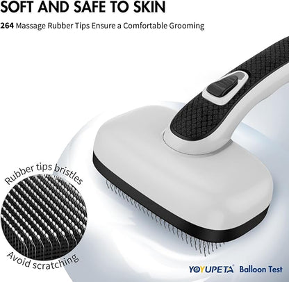 Dog Self Cleaning Slicker Brush for Shedding, Ideal for Short Long Haired Dogs, Including Cat. Removes Loose Fur, Undercoat, Mats, Tangled Hair. Suit for Large Medium Small Animal, Gray