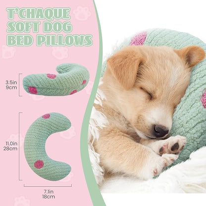 T'CHAQUE Cat Pillow, Dog Neck Pillow Anxiety Relief, Comfort Cat Pillows for Indoor Catsï¼ Ultra Soft Dog Calming Pillow Bed, Half Donut Cuddler Sleeping Improve Pillow Pet for Upper Spine Support