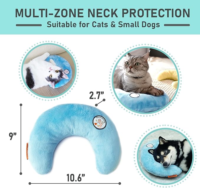 Cat Pillow, Dog Pillow, Claming Pillows for Small Dogs and Cats, Joint Relief Sleeping Improve Pet Neck Pillow， Deep Sleep Fluffy & Cozy Pet Calming Toy，Machine Washable(2 Pack(Blue&Yellow))