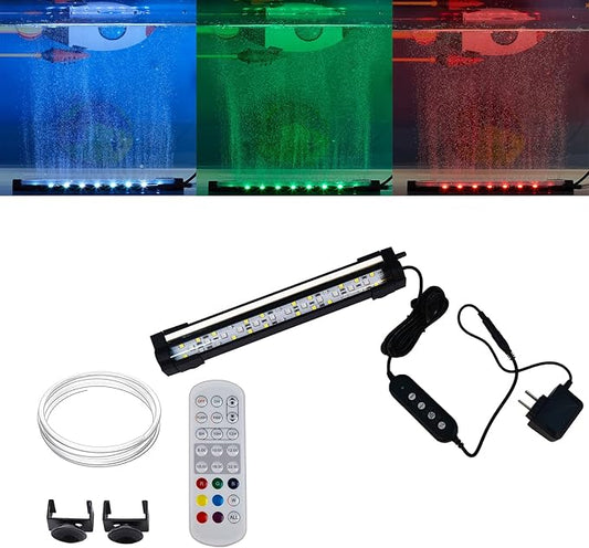 Carefree Fish Aquarium 24/7 Mode Timer Submersible LED Light Full Spectrum CRI 82~85 Tank Underwater Light & Nanometer Materials Air Stone 3Ft Tubing Waterproof Rating IP68 (No Included Air Pump)