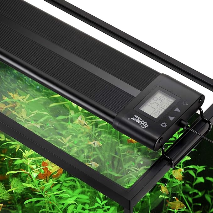 hygger Auto On Off LED Aquarium Light 24-30 Inches Dimmable 7 Colors Full Spectrum Fish Tank Light Fixture for Freshwater Planted Tank Build in Timer Sunrise Sunset