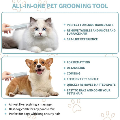 ROPO 2pcs dog brush & 2in1 pet grooming comb for dogs and cats