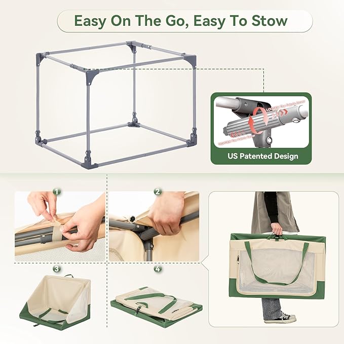 A4Pet Soft Dog Crate, Portable Dog Crate - 36 Inch Adjustable Stainless Steel Frame, Lightweight, Durable and Foldable Crate with 3-Door, Collapsible Dog Kennel