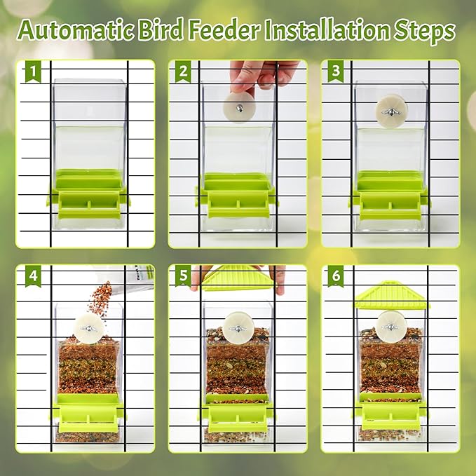 Rypet No Mess Bird Water Feeder Dispenser Set Automatic Bird Feeder for Cage Transparent Food Container for Cage Acrylic Parrot Seed Feeders Accessories for Small Birds Parrot Cockatoo Canary