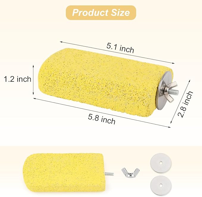 Wontee Bird Chewing Toys Grinding Beak Bird Perch Stand for Budgies Parakeets Cockatiels Lovebirds Conures Rats Squirrels, 2 Packs (Yellow+Fuchsia)