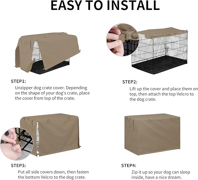 Easy-Going Dog Crate Cover 54 Inch Dog Kennel Cover for Dog, Cage Covers for Dog Crates Fit (54" L x37 W x 45" H) Camel