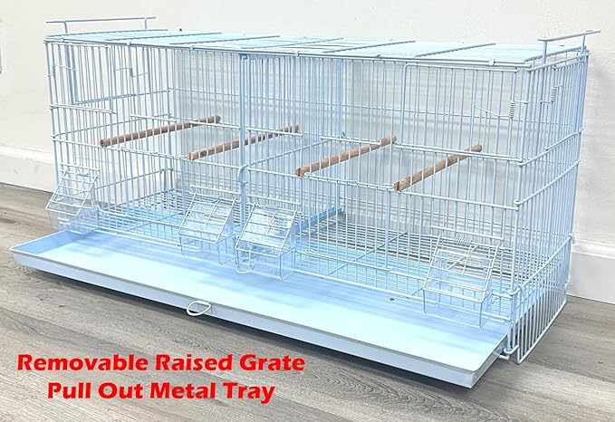 LOT of White Stackable Breeder Bird Flight Cage with Removable Center Divider and Breeding Nest Box Doors (White, 26.5"x11"x15"H Lot of 4)