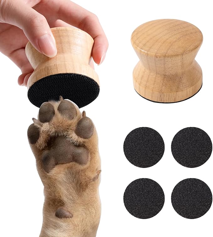 Dog Nail File with 4 Pcs Replaceable Sandpaper, No Pressure Dog Nail File, Wooden Dog Nail File Scraper Small Nail Scratch Board for Puppy (Wood)