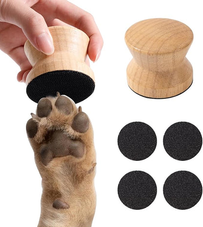 Dog Nail File with 4 Pcs Replaceable Sandpaper, No Pressure Dog Nail File, Wooden Dog Nail File Scraper Small Nail Scratch Board for Puppy (Wood)