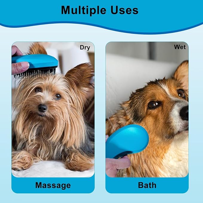 Puppy Brush - Soft Dog Brush - Perfect for Yorkie, Shih Tzu, Maltipoo & Maltese Grooming - Gentle Hair Remover for Easy Pet Grooming at Home (Blue)