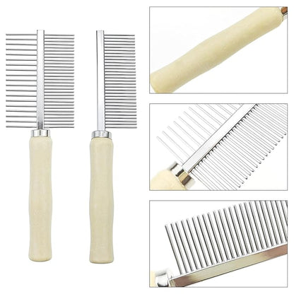4 PACK Dog Cat Pet Comb Stainless Steel Cat Double-Sided Grooming Brush Professional Dog Grooming Comb Pet Hair Brush Cat Flea Comb for Long Short Hair Fur Brush Tool