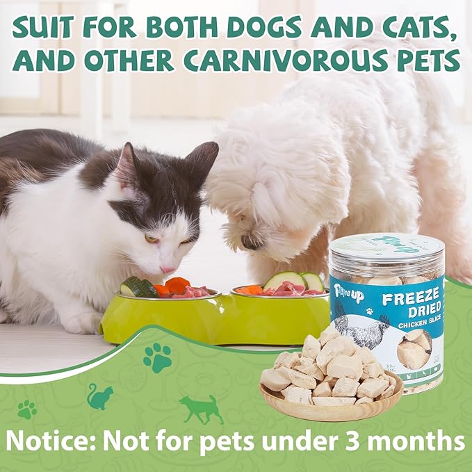 Freeze Dried Cat Treats, Raw Chicken Food for Dogs Cats, Single Ingredient, High Protein Natural Healthy Topper, 3.8 oz