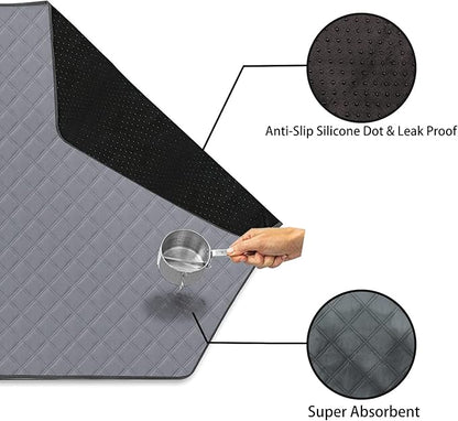 Hexagon Washable Liner for Small Animal Playpen, Portable Reusable Guinea Pig Playpen Pad Hamster Cage Pee Pad Super Absorbent Indoor Waterproof Anti-Slip for Rabbit Bunny (Grey)