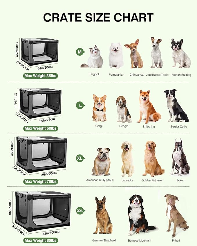 24 Inch Collapsible Travel Dog Crate for Medium Large Dogs, Portable Dog Crate 4-Door Foldable Soft Kennel with Chew-Proof Mesh Windows for Indoor & Outdoor Travel,with Storage Bag,Grey