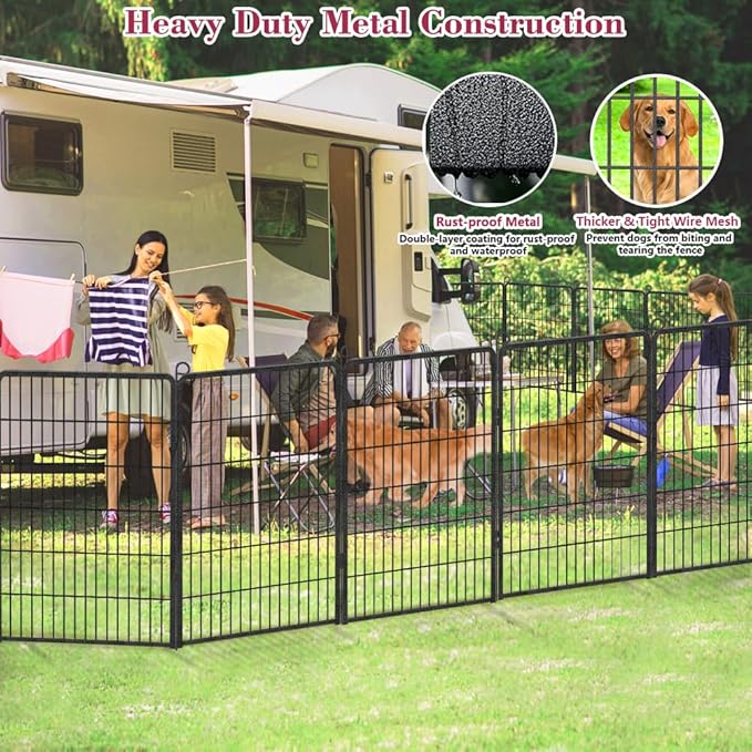 Dog Playpen Outdoor, 40 inch 10 Panels Heavy Duty Dog Fence for Indoor Outdoor, Rustproof Metal Dog Pen for Large Medium Small Dogs, Portable Pet Dog Fence for Yard, RV Camping