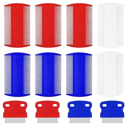 12 Pcs Pet Flea Comb Cat Metal Dog Comb Massage Dog Flea Comb Lice Combs Tick Comb for Dogs Flea Brush for Cat Fluffy hair Dog Grooming Tools