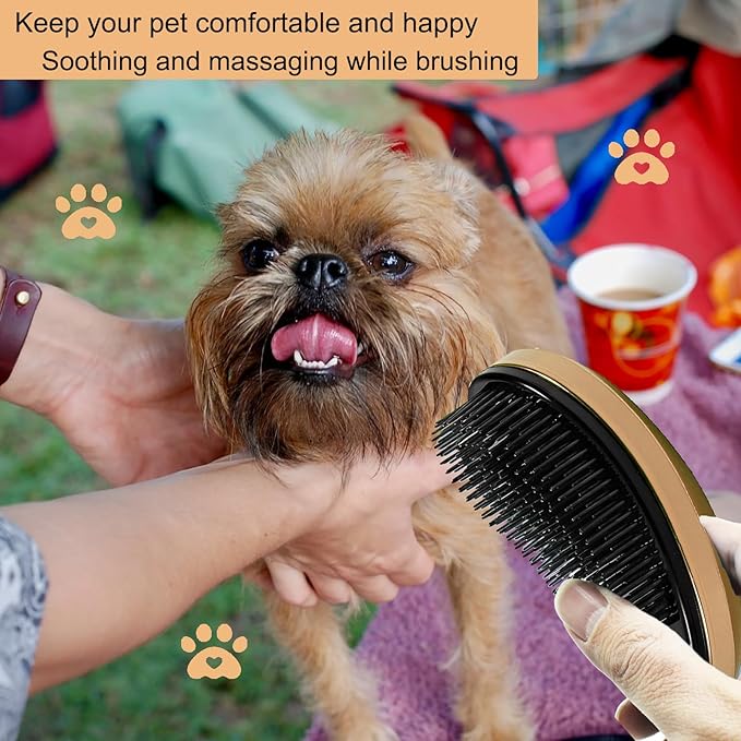 Puppy Brush, Soft Dog Brush for Grooming, Puppy Hair Remover Brush Comb, Grooming Tool for Poodles,Teddy, Yorkies, Maltese, Shih Tzu, Chihuahua, Gold