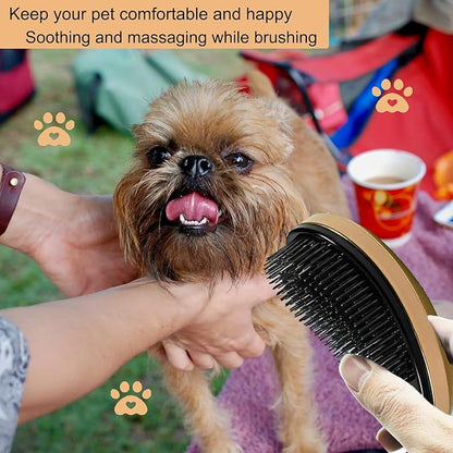 Puppy Brush, Soft Dog Brush for Grooming, Puppy Hair Remover Brush Comb, Grooming Tool for Poodles,Teddy, Yorkies, Maltese, Shih Tzu, Chihuahua, Gold