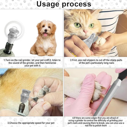 Diamond Dremel Dog Nail Grinder Attachment & Dog & Cat Pets Nail Clippers and Trimmers, Dremel Accessories & Dog Nail Trimmers with Safety Lock to Avoid Over Cutting, Grooming Tool for Pets
