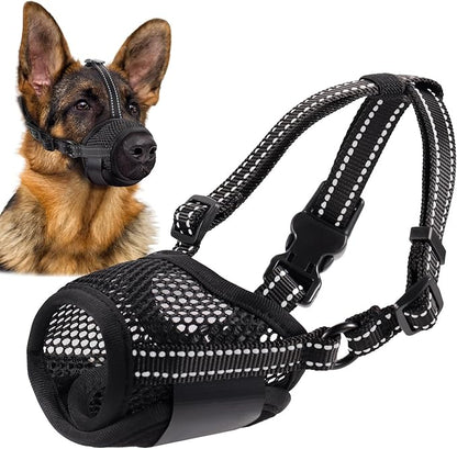 Dog Muzzle,Soft Mesh Muzzle for Small Medium Large Dogs to Prevent Biting,Pets Muzzle for Chihuahua Poodle Husky Labrador Retriever, Breathable Drinkable Adjustable for Chewing Grooming(S)