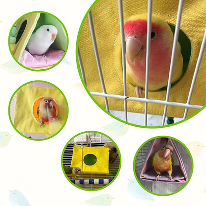 Bird Nest House Summer Bird Bed for Cage Hanging Hammock Shed Hut Parrot Hideaway for Budgies Lovebirds Cockatiels Conures Quakers African Grey Amazon Parrots, Small to Large Birds (M)