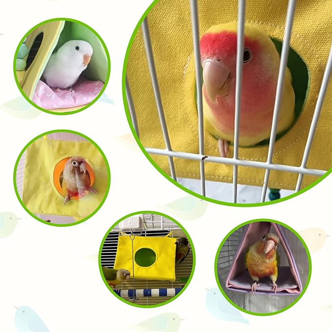 Bird Nest House Summer Bird Bed for Cage Hanging Hammock Shed Hut Parrot Hideaway for Budgies Lovebirds Cockatiels Conures Quakers African Grey Amazon Parrots, Small to Large Birds (L)