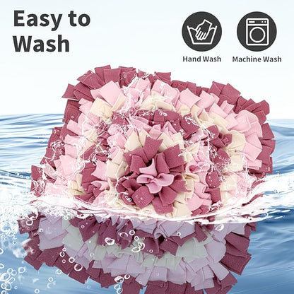 Pet Snuffle Mat for Dogs, Dog Feeding Mat, Nosework Training Mats for Foraging Instinct Interactive Puzzle Toys (Red&Pink&White)