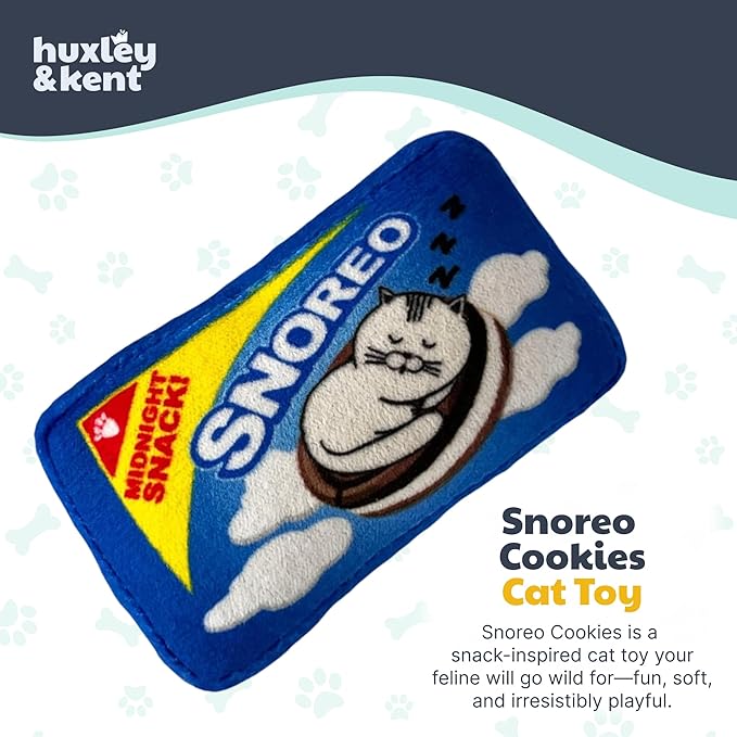 Huxley & Kent Plush Cat Toy - Interactive Catnip Toy for Cats & Kittens - Soft with Crinkle & Catnip - Fun Indoor Play - Snoreo Cookies