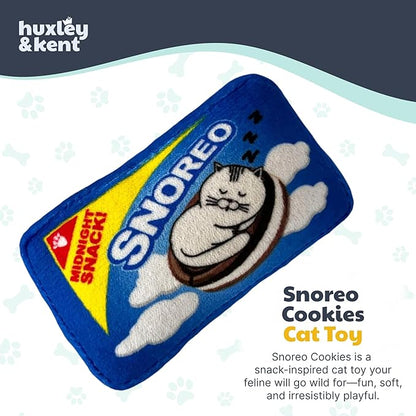 Huxley & Kent Plush Cat Toy - Interactive Catnip Toy for Cats & Kittens - Soft with Crinkle & Catnip - Fun Indoor Play - Snoreo Cookies
