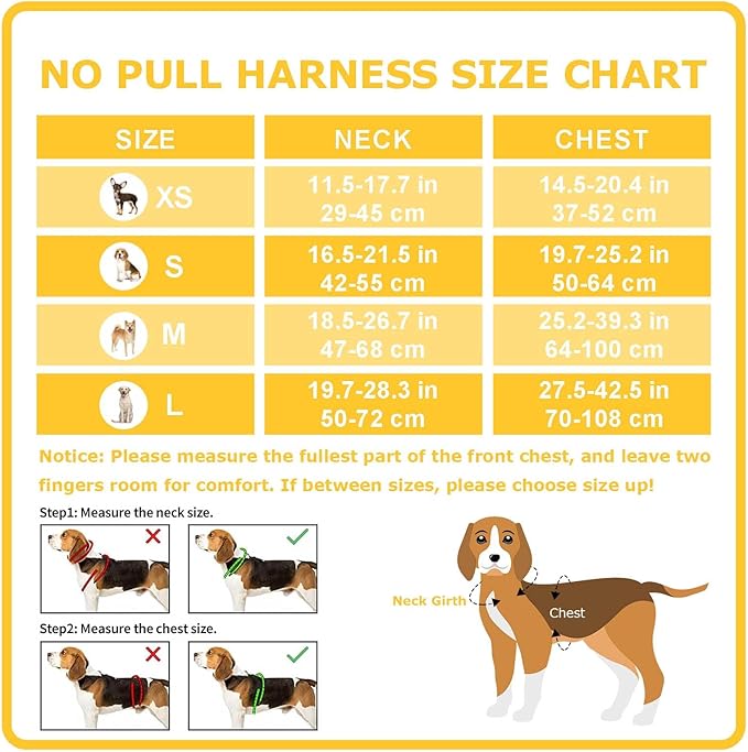 Dog Harness Small Sized Dog, No Pull Pet Harness with 2 Leash Clips, Adjustable Soft Padded Dog Vest Harnesses, Reflective No-Choke Pet Oxford Vest