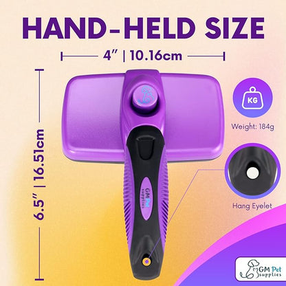 GM Pets Self Cleaning Grooming Brush | This is The Best Dog and Cat Brush for Shedding and Grooming | Our Pet Brushes Are Suitable for All Hair Lengths (Sensitive Skin Small)