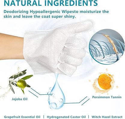 L&W BROS. Pet Wipes Gloves - Safe, Alcohol-Free, and Individually Packaged for Convenient Grooming Disposable Premium Flush-Free Dog Wipes Cleaning Deodorizing Hypoallergenic Wipes(Unscented 12PC)