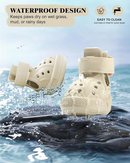 Dog Boots for Hot Pavement & Snow, Waterproof Non-Slip Dog Shoes with Reflective Straps, Adjustable Pet Booties for Small to Large Dogs, Outdoor Paw Protection, 4Pcs