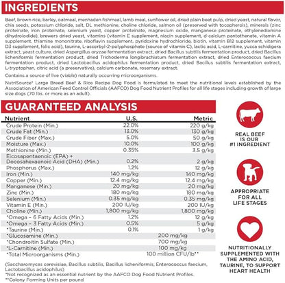 NutriSource Dry Dog Food for Large Breeds, Beef and Rice, 26LB
