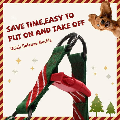 Dog Harness for Large Dogs Step-in Adjustable Dog Harness, Red Mix Green,L