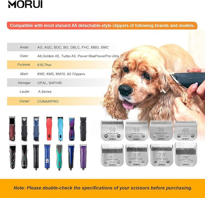 4F Cut Length 3/8"(9.5mm) Detachable Ceramic Pet Dog Clipper Blades Compatible with Most Andis,Oster A5 Wahl KM Series Clippers