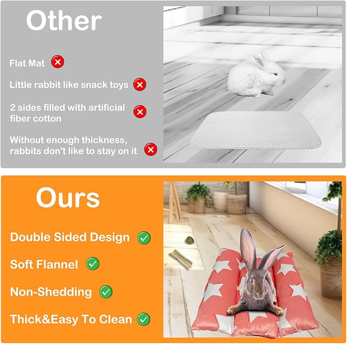 16.5 X 18in Removable and Washable Soft Rabbit Concave Bed, Thickened and Softer Bunny Bed, Double-Sided Plush Rabbit Beds,Small Beds for Animals Indoor (Pink)