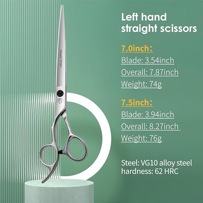 Dog Grooming Scissors: 7.0" Left Handed Pet Shears Made Of Advanced Stainless Steel Alloy for Trimming Dogs Cats and Other Pets Face and Paws