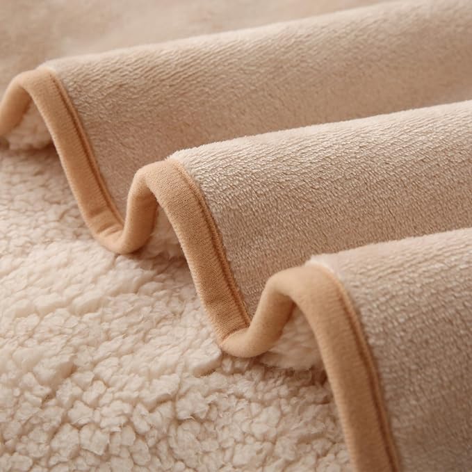 DaysU Waterproof Dog Blanket for Small Dogs - Soft Sherpa Fleece Reversible Pet Blanket, Cat Blanket Washable for Couch Protection, Warm Plush Dog Throw, 50"x60" Light Camel