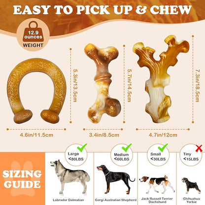 Dog Toys for Aggressive Chewers 3 Pack, Dog Chew Toys for Large Dogs, Indestructible Dog Toy for Aggressive Chewers, Chew Toys for Aggressive Chewers
