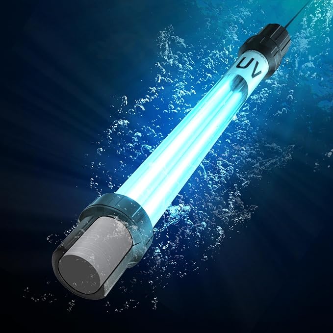 32W Aquarium UV Light for 200-3000 Gallon, UV Pond Water Clarifier for Koi Pond, Swimming Pool, Spa, Large Fish Tank, Cold Plunge UV Light for Pond Algae Control