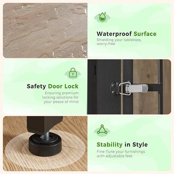 43'' L-Shaped Corner Dog Crate Furniture Large Breed with Double Rooms,Wooden Dog Crate End Table Indoor with Removable Divider for Small to Medium Dogs, Can Use Separately